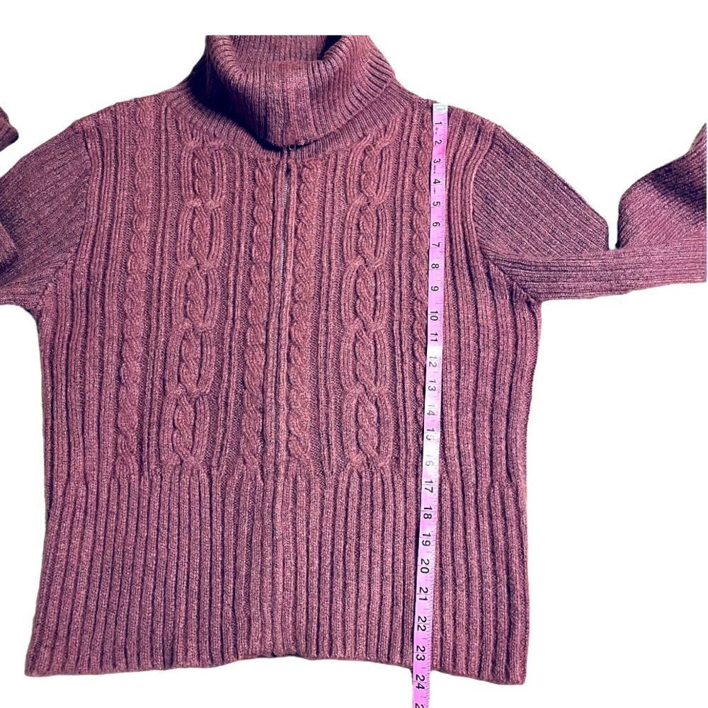 Erica Dusky Pink Cable Knit Zip up Cardigan Size Large - Picture 6 of 10